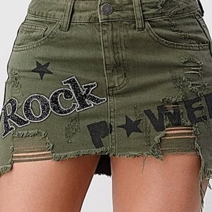 Power Distressed Denim skirt